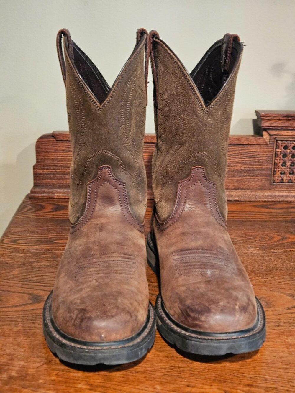 Ariat Groundbreaker Pull-On Western Work Boots Brown Leather Men’s Size 9D